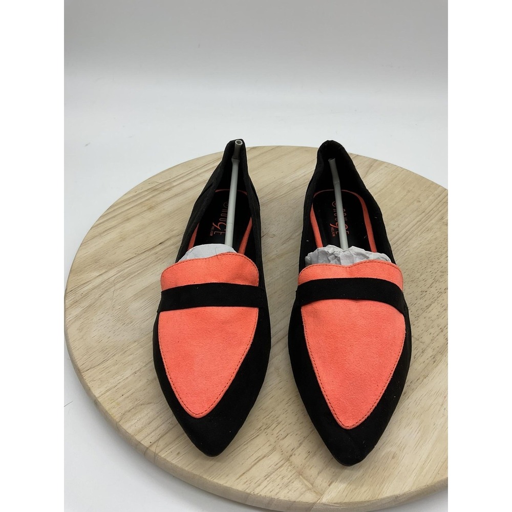 Rouge Helium Loafer Shoes Womens Size 7.5 Black Coral Colorblock Pointed Toe